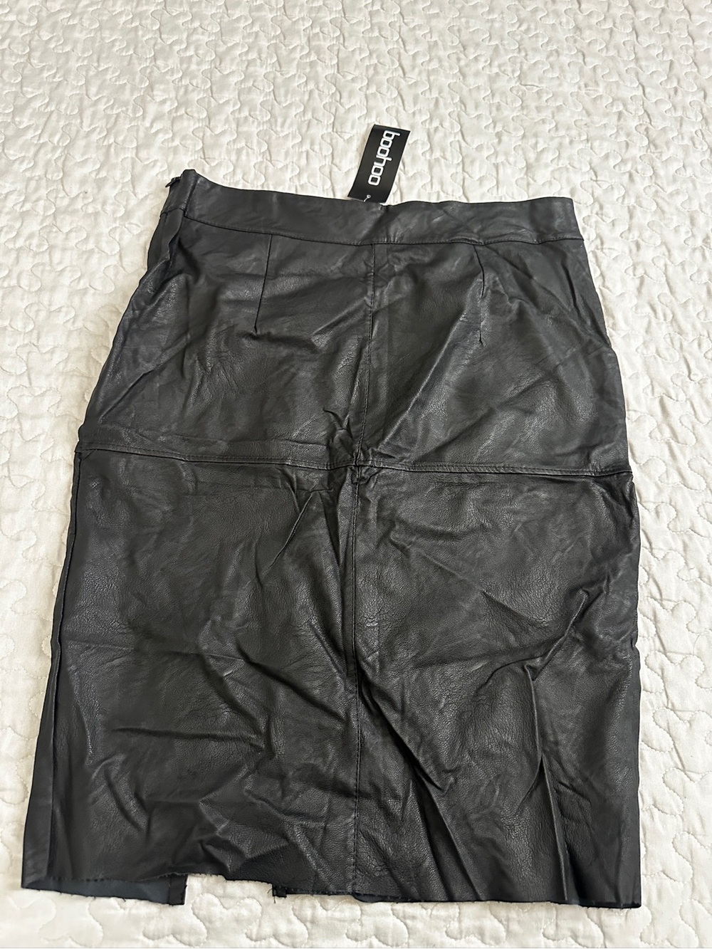 Boohoo Black Faux Leather Midi Pencil Skirt